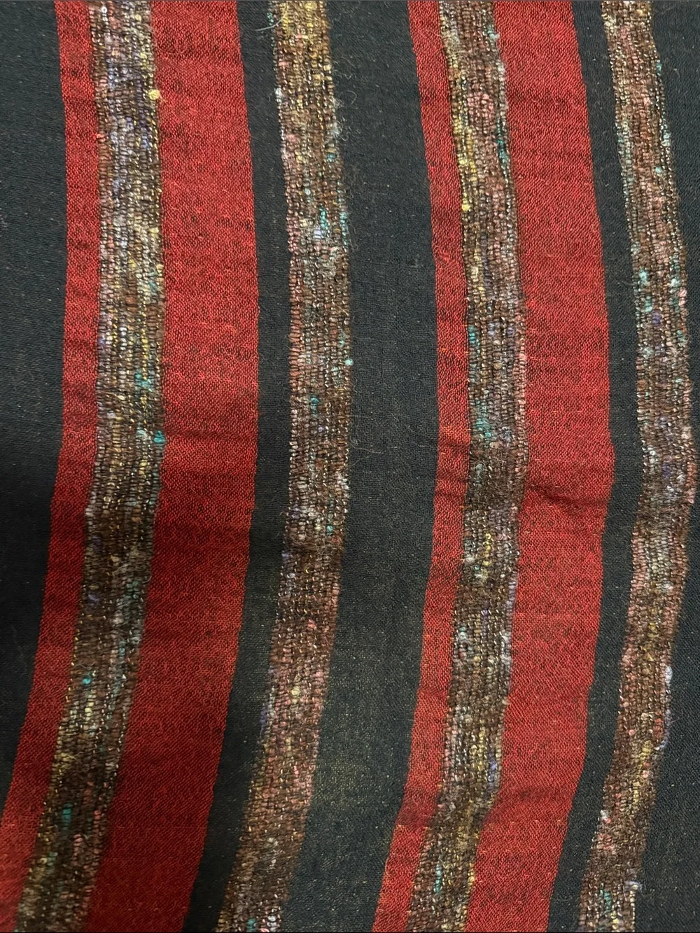 Earthy Striped Red & Black Paisley Throw Blanket 80x27